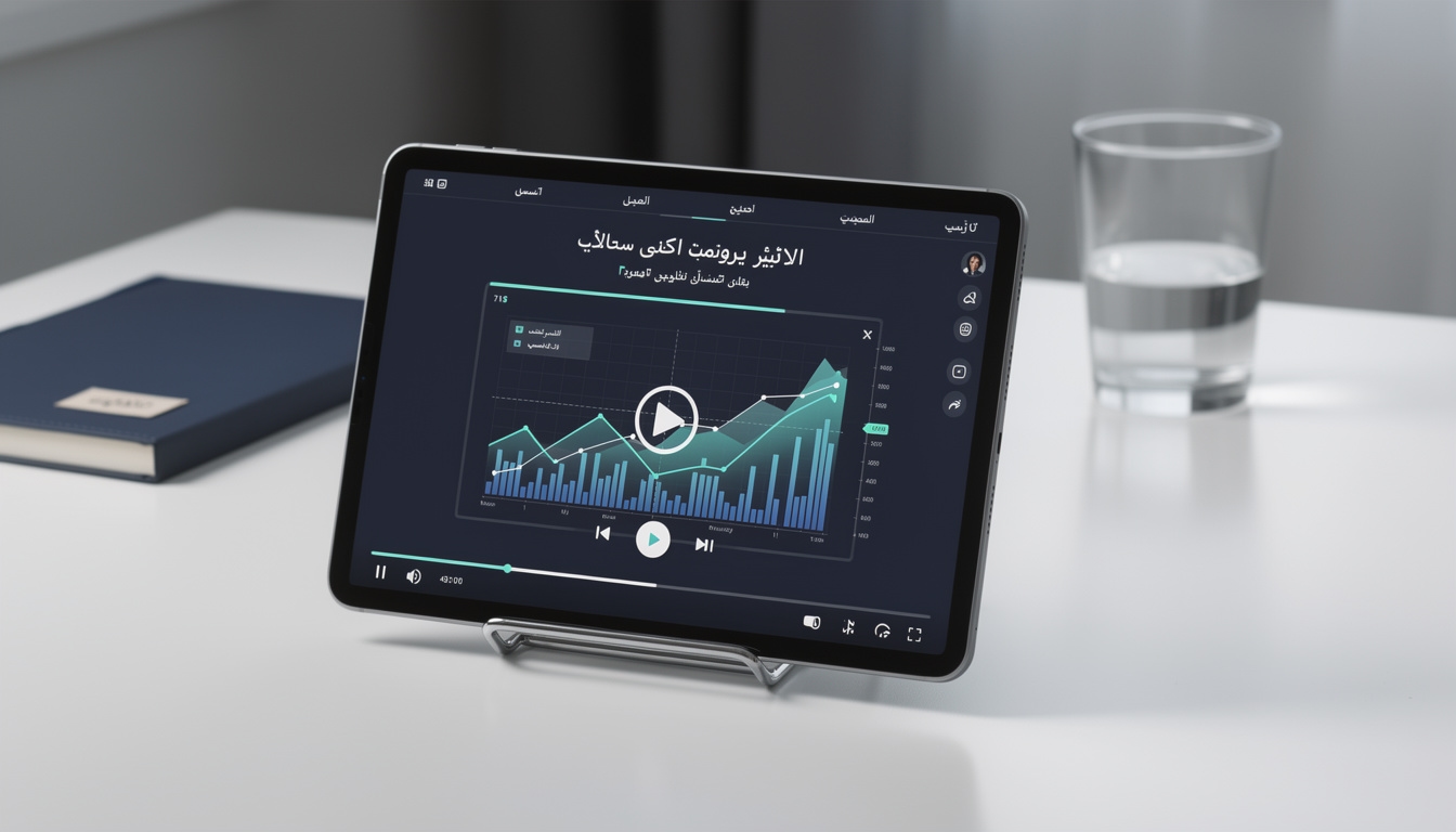 شاشة عرض الدورة الإلكترونية على جهاز لوحي