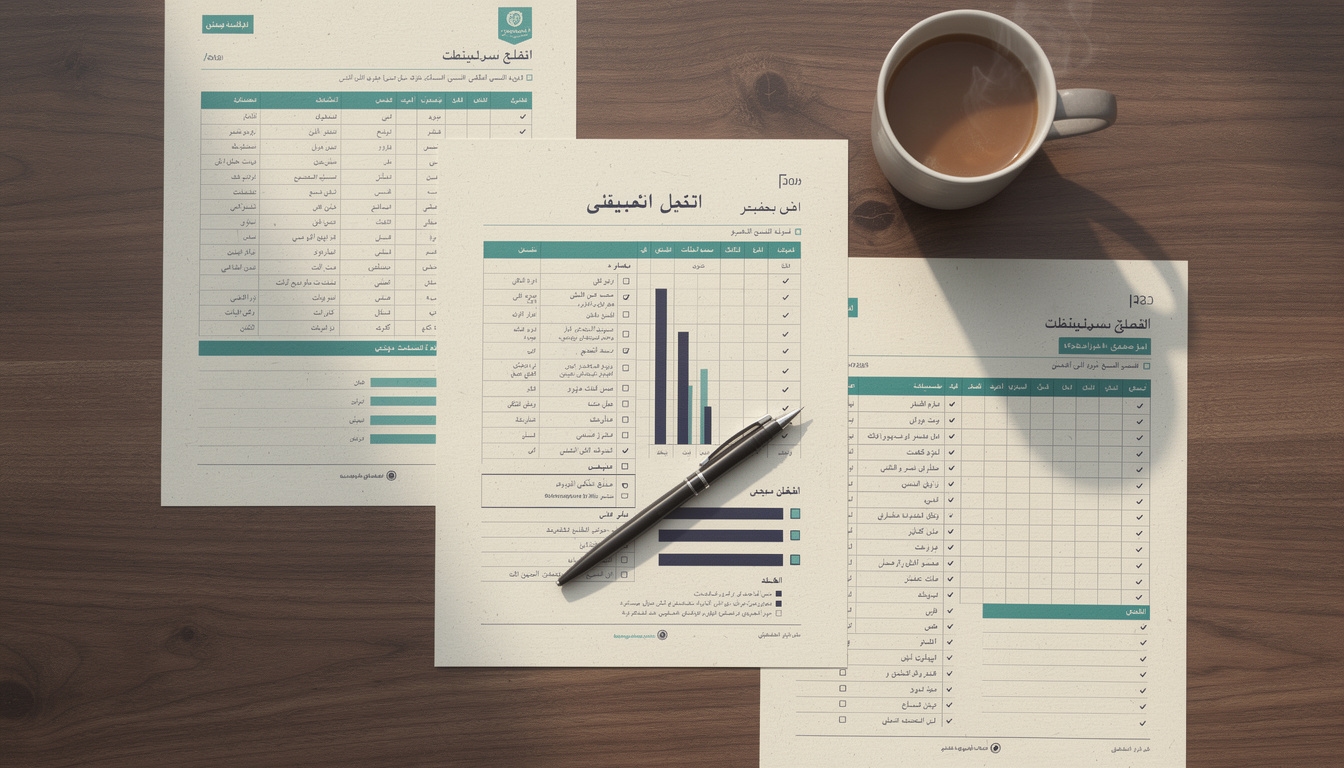أوراق عمل مالية مطبوعة على طاولة مكتبية